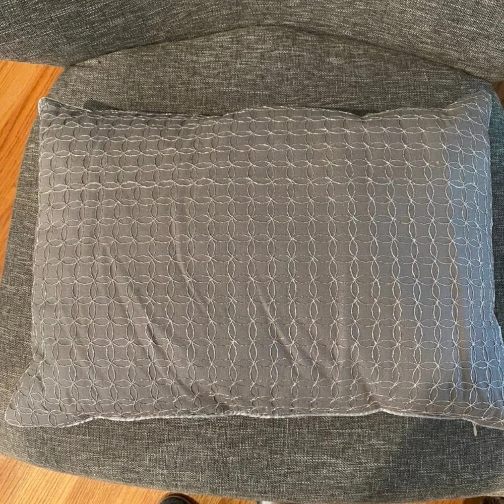 Calvin Klein silver embroidered grey pillow